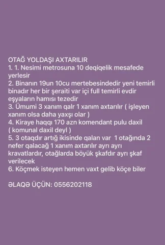 Digər Yaşayış Yeri Kirayə verilir