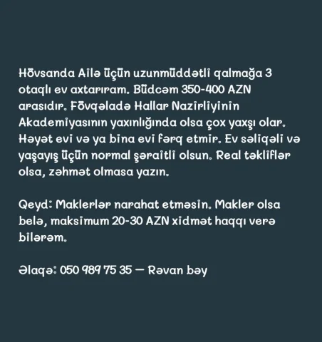 Mənzil Kirayə verilir